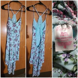 No Boundaries Floral Lace Maxi Dress - Light Blue and Purple